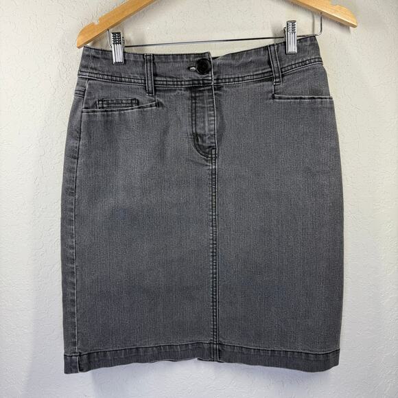 Women's Harold's Black Denim Blue Jean Mini Skirt Size 4 - Picture 2 of 7